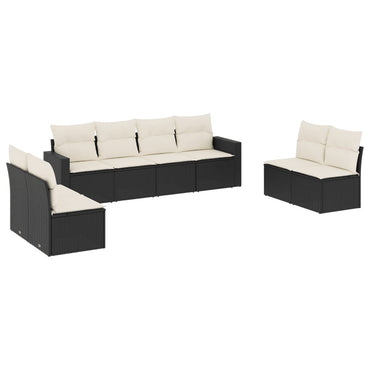 vidaXL Ensemble de canapés de jardin 8 pièces avec coussins résine tressée noir
