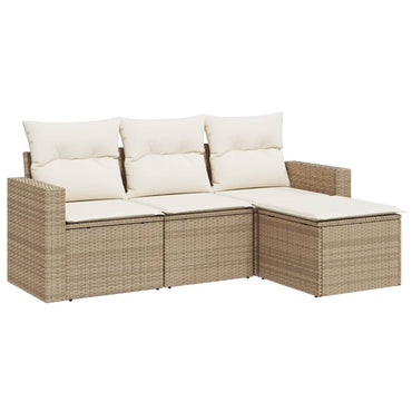 vidaXL Ensemble de canapés de jardin 4 pcs avec coussins en résine tressée beige