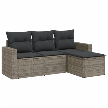 vidaXL Salon de jardin 4 pcs avec coussins Gris Résine tressée