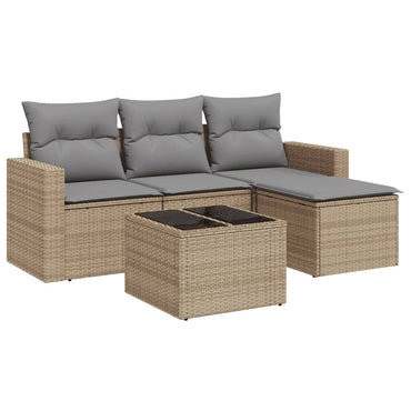vidaXL Ensemble de canapés de jardin 5 pcs avec coussins Beige résine tressée
