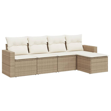 vidaXL Ensemble de canapés de jardin 5 pcs avec coussins Beige résine tressée