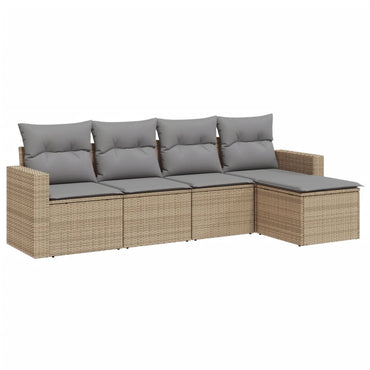 vidaXL Ensemble de canapés de jardin 5 pcs avec coussins Beige résine tressée