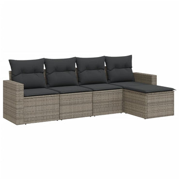 vidaXL Ensemble de canapés de jardin 5 pièces avec coussins en rotin synthétique gris
