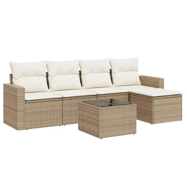 vidaXL Salon de jardin 6 pcs avec coussins beige résine tressée
