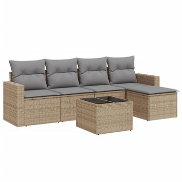 vidaXL Salon de jardin 6 pcs avec coussins beige résine tressée