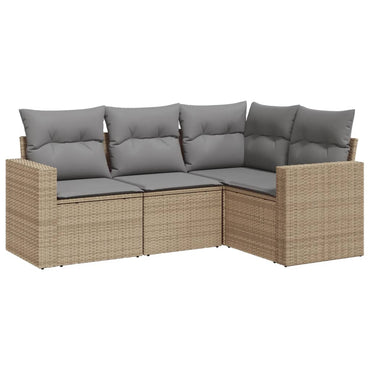 vidaXL Ensemble de canapés de jardin 4 pcs avec coussins en résine tressée beige