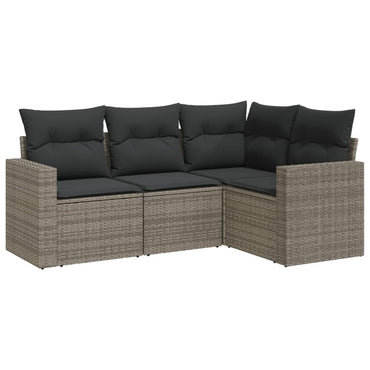 vidaXL Salon de jardin 4 pcs avec coussins Gris Résine tressée