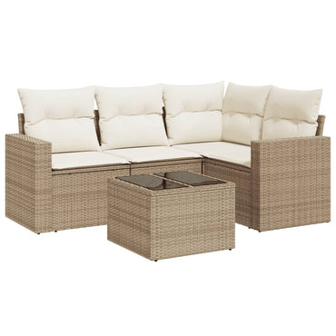 vidaXL Ensemble de canapés de jardin 5 pcs avec coussins Beige résine tressée