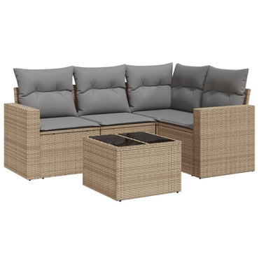 vidaXL Ensemble de canapés de jardin 5 pcs avec coussins Beige résine tressée