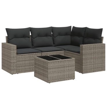 vidaXL Ensemble de canapés de jardin 5 pièces avec coussins en rotin synthétique gris