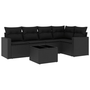 vidaXL Salon de jardin 6 pcs avec coussins Noir Résine tressée