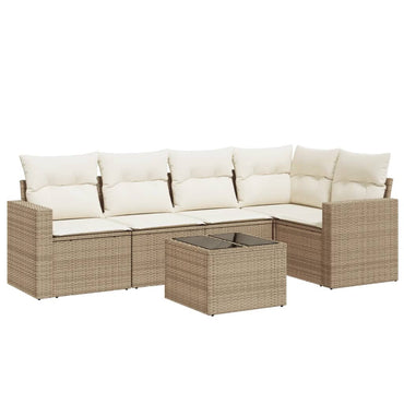 vidaXL Salon de jardin 6 pcs avec coussins beige résine tressée