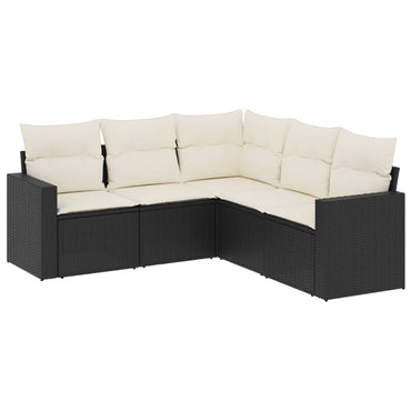 vidaXL Ensemble de canapés de jardin 5 pcs avec coussins, résine tressée noire