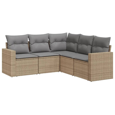 vidaXL Ensemble de canapés de jardin 5 pcs avec coussins Beige résine tressée