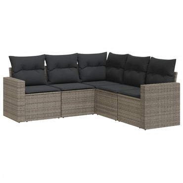 vidaXL Ensemble de canapés de jardin 5 pièces avec coussins en rotin synthétique gris