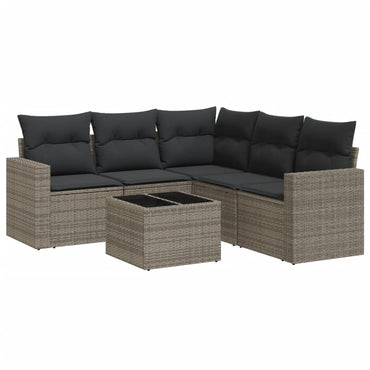 vidaXL Ensemble de canapés de jardin 6 pcs avec coussins gris résine tressée