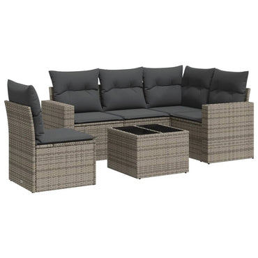 vidaXL Ensemble de canapés de jardin 6 pcs avec coussins gris résine tressée