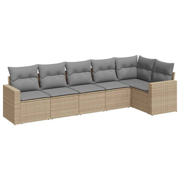 vidaXL Salon de jardin 6 pcs avec coussins beige résine tressée
