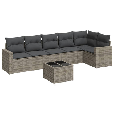 vidaXL Ensemble de canapés de jardin 7 pcs avec coussins Gris Résine tressée