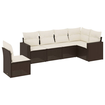 vidaXL Salon de jardin 6 pcs avec coussins Marron Résine tressée