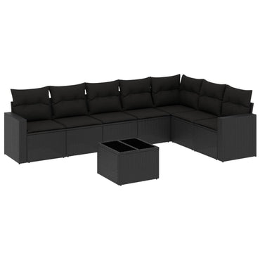 vidaXL Ensemble de canapés de jardin 8 pièces avec coussins résine tressée noir