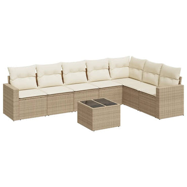 vidaXL Canapé d'angle de jardin 8 pcs avec coussins Résine tressée Beige