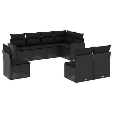 vidaXL Ensemble de canapés de jardin 8 pièces avec coussins résine tressée noir
