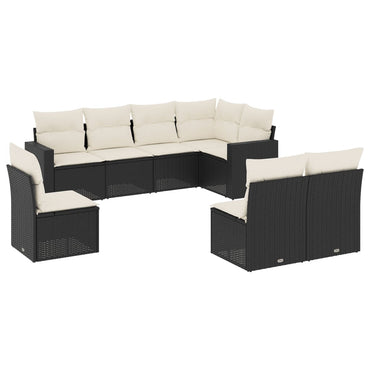 vidaXL Ensemble de canapés de jardin 8 pièces avec coussins résine tressée noir