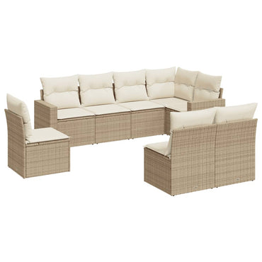 vidaXL Canapé d'angle de jardin 8 pcs avec coussins Résine tressée Beige