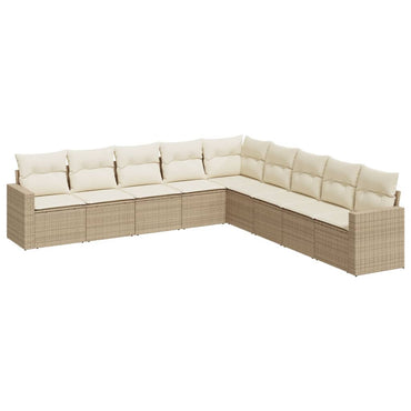 vidaXL Salon de jardin 9 pcs avec coussins Résine tressée Beige