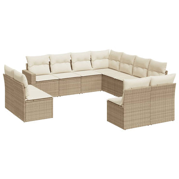 vidaXL Ensemble de canapés de jardin 11 pcs avec coussins en rotin synthétique beige