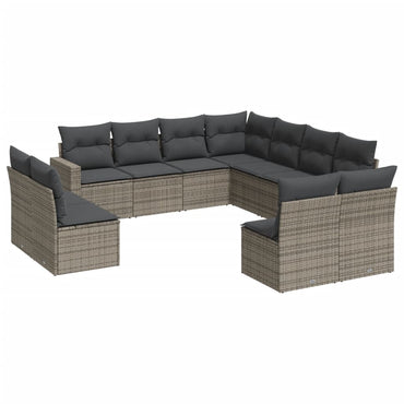vidaXL Ensemble de canapés de jardin 11 pcs avec coussins en résine tressée gris