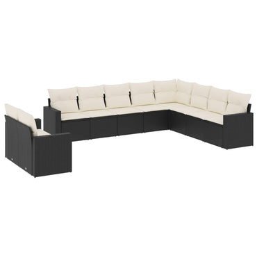 vidaXL Salon de jardin 10 pcs avec coussins Noir Résine tressée