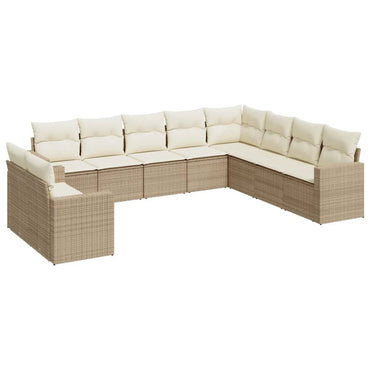 vidaXL Salon de jardin 10 pcs avec coussins beige résine tressée