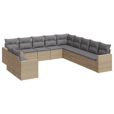 vidaXL Ensemble de canapés de jardin 11 pcs avec coussins en rotin synthétique beige