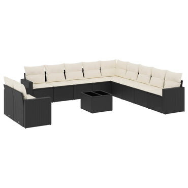 vidaXL Ensemble de canapés de jardin 12 pcs avec coussins Noir Résine tressée