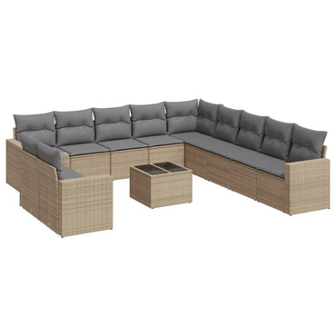 vidaXL Salon de jardin 12 pcs avec coussins résine tressée beige