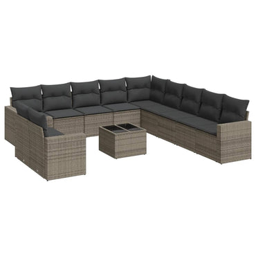 vidaXL Salon de jardin 12 pcs avec coussins Résine tressée Gris