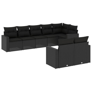 vidaXL Ensemble de canapés de jardin 8 pièces avec coussins résine tressée noir