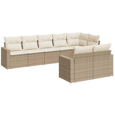 vidaXL Canapé d'angle de jardin 8 pcs avec coussins Résine tressée Beige