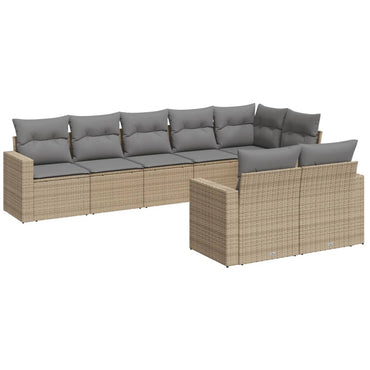 vidaXL Canapé d'angle de jardin 8 pcs avec coussins Résine tressée Beige