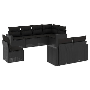 vidaXL Ensemble de canapés de jardin 8 pièces avec coussins résine tressée noir