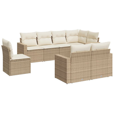 vidaXL Canapé d'angle de jardin 8 pcs avec coussins Résine tressée Beige