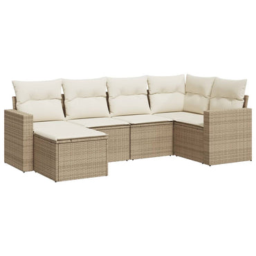 vidaXL Salon de jardin 6 pcs avec coussins beige résine tressée