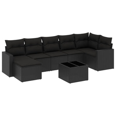vidaXL Ensemble de canapés de jardin 8 pièces avec coussins résine tressée noir