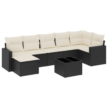vidaXL Ensemble de canapés de jardin 8 pièces avec coussins résine tressée noir