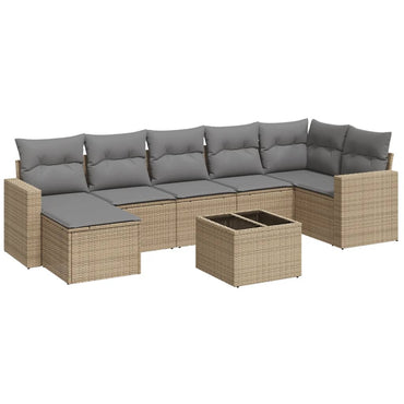 vidaXL Canapé d'angle de jardin 8 pcs avec coussins Résine tressée Beige