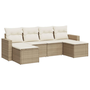 vidaXL Salon de jardin 6 pcs avec coussins beige résine tressée