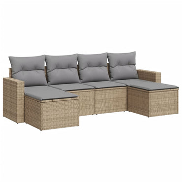 vidaXL Salon de jardin 6 pcs avec coussins beige résine tressée