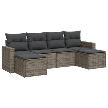 vidaXL Ensemble de canapés de jardin 6 pcs avec coussins gris résine tressée